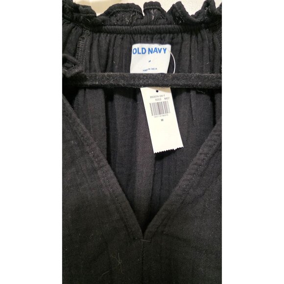 NWT Old Navy Black Short Sleeve V-Neck Dress With Ruffle Collar Size M - Picture 5 of 6
